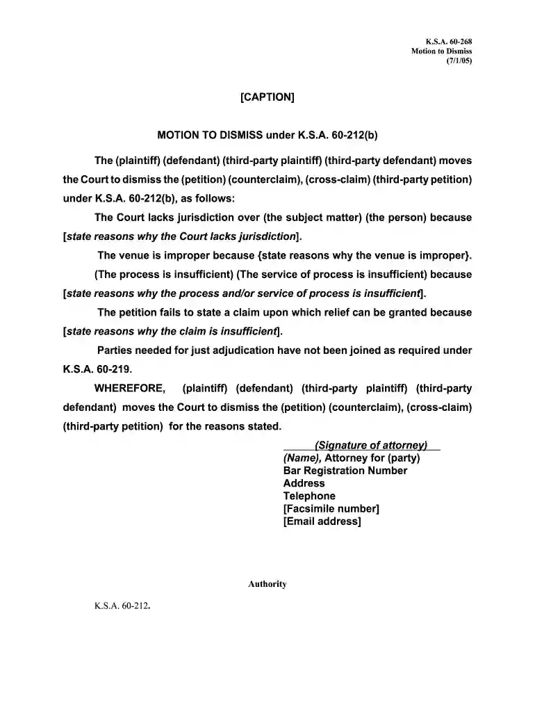 kansas motion to dismiss Preview on Page 1