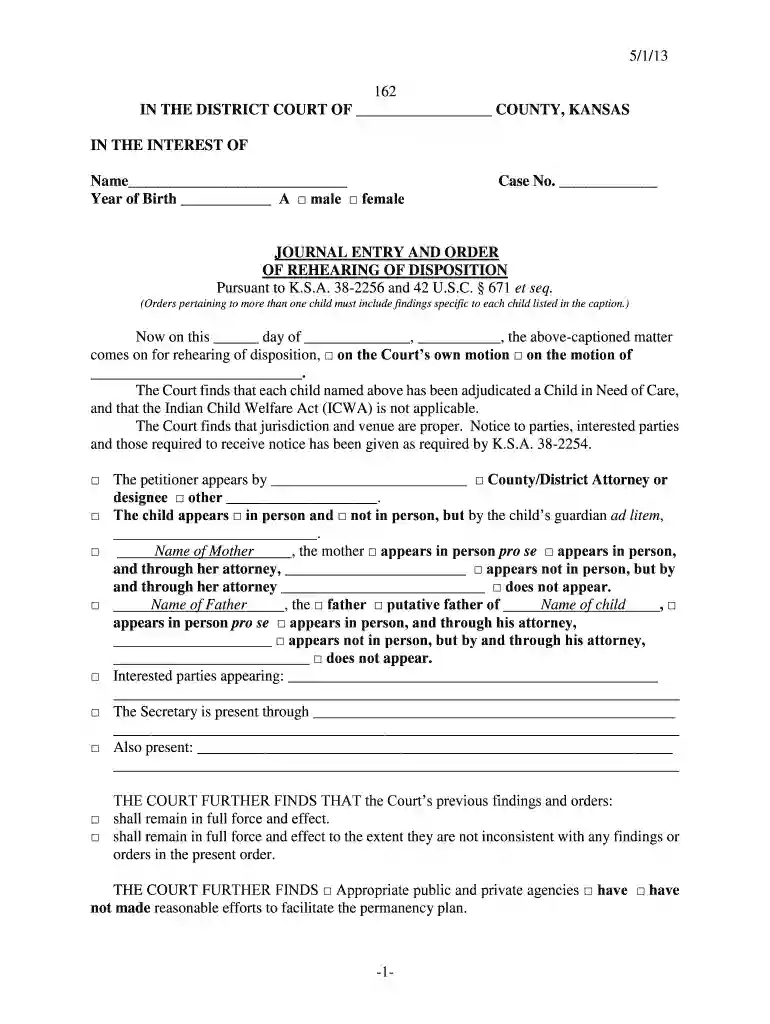 5 1 13 -1- 162 IN THE DISTRICT COURT OF - Kansas Judicial Council - kansasjudicialcouncil Preview on Page 1