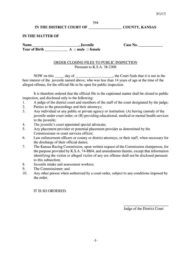 ks public inspection 394 form Preview on Page 1