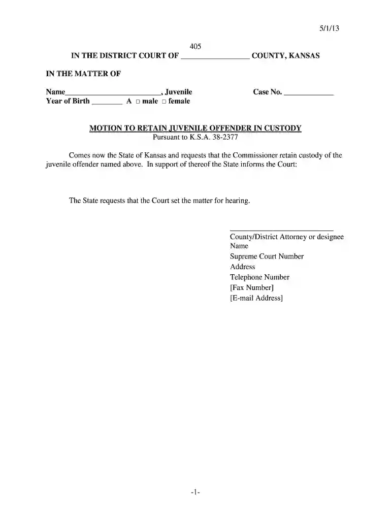 motion offender 405 form Preview on Page 1