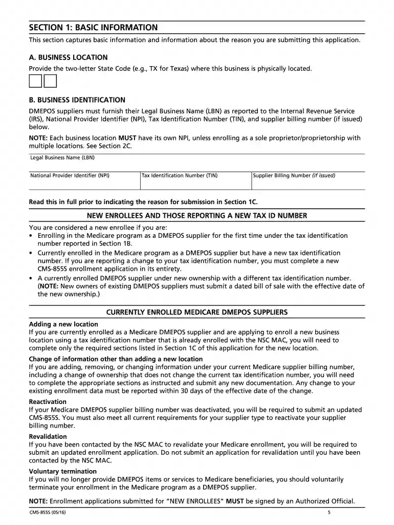 cms 855 form download Preview on Page 1