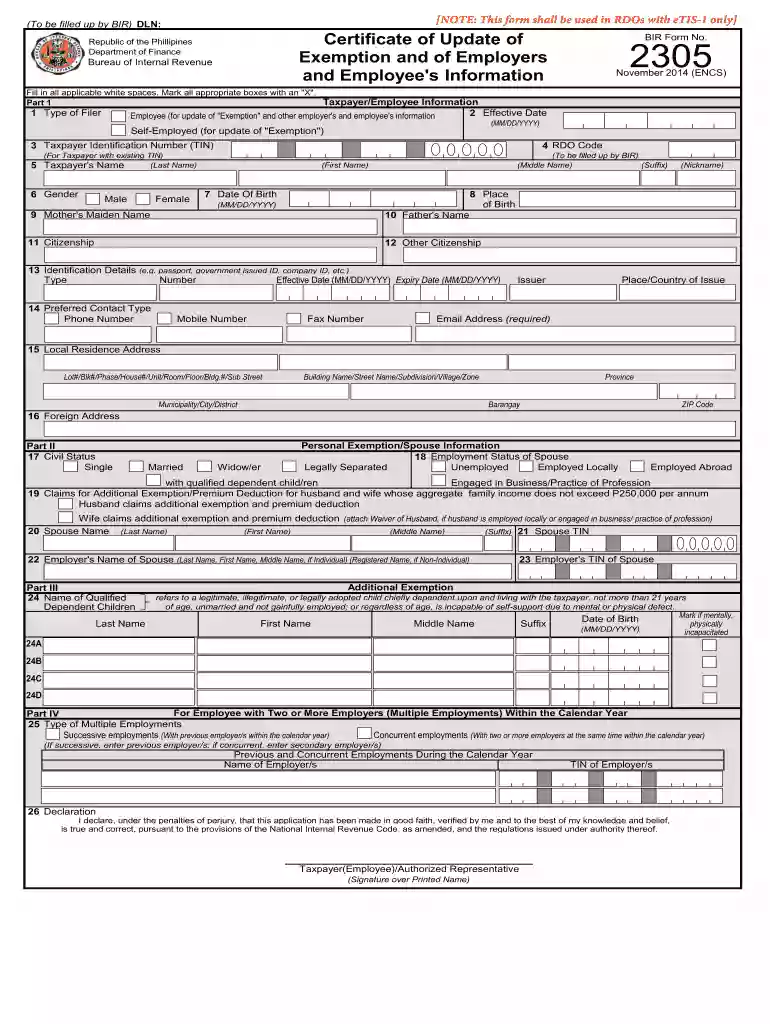 bir form 2305 Preview on Page 1