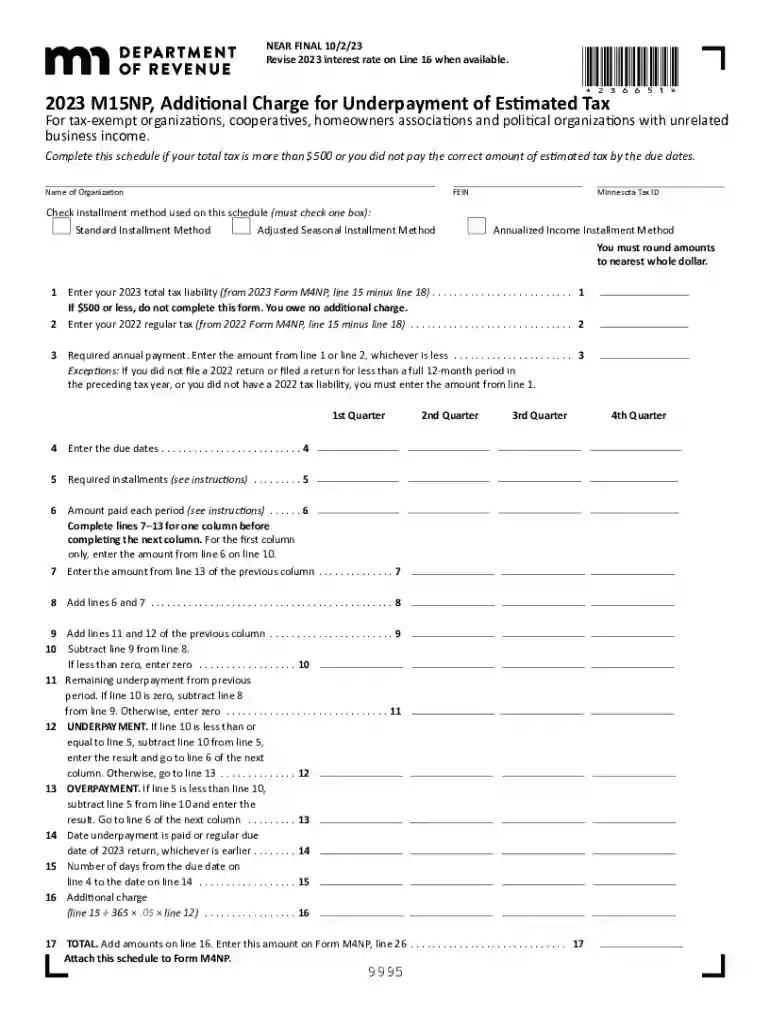 Minnesota 2023 M15NP Form Preview on Page 1