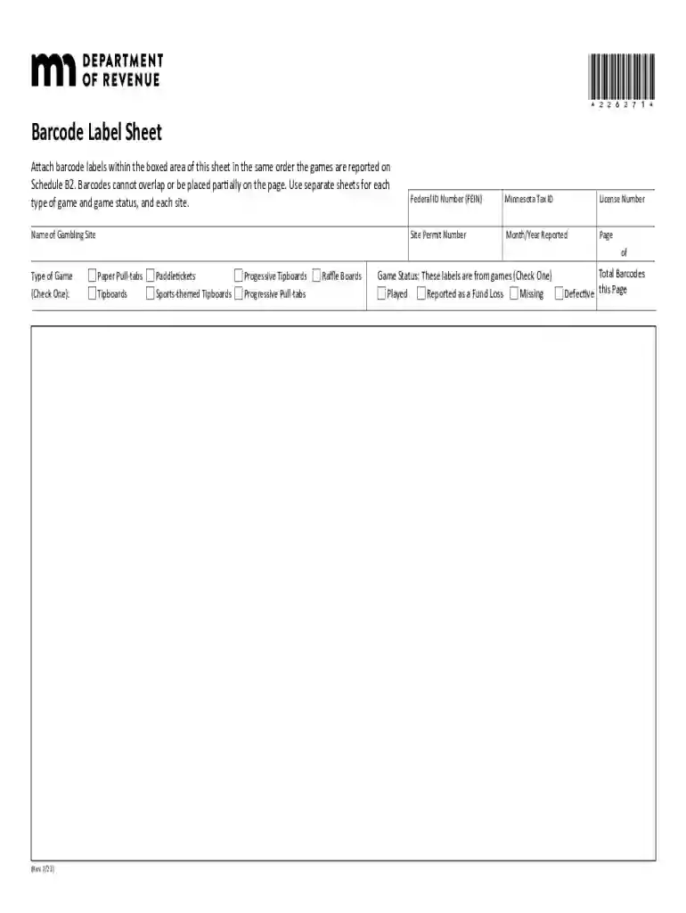 Barcode Label Sheet for Gambling Reports Preview on Page 1