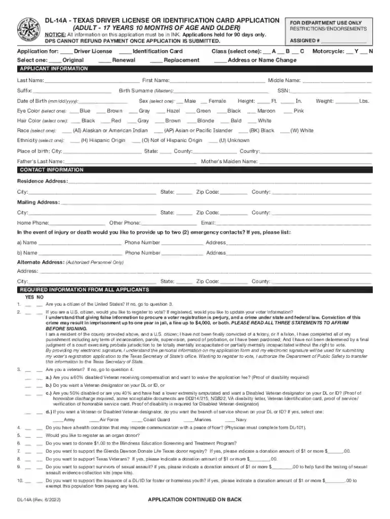 texas dl forms Preview on Page 1
