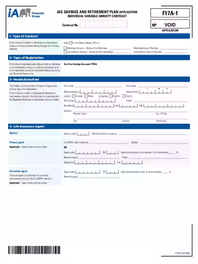 F17A-1: Application - TFSA (Tax-Free Savings Account) Preview on Page 1