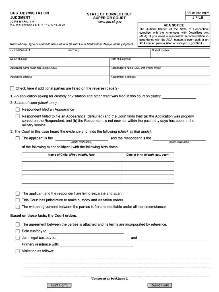ct custody form Preview on Page 1