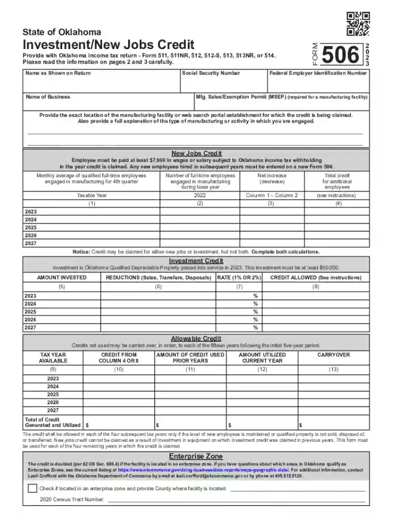 Investment New Jobs Credit - Oklahoma Digital Prairie Preview on Page 1