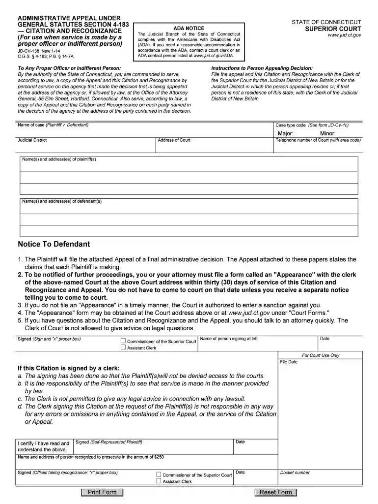 Citation and recognizance - Connecticut Judicial Branch - CT - jud ct Preview on Page 1