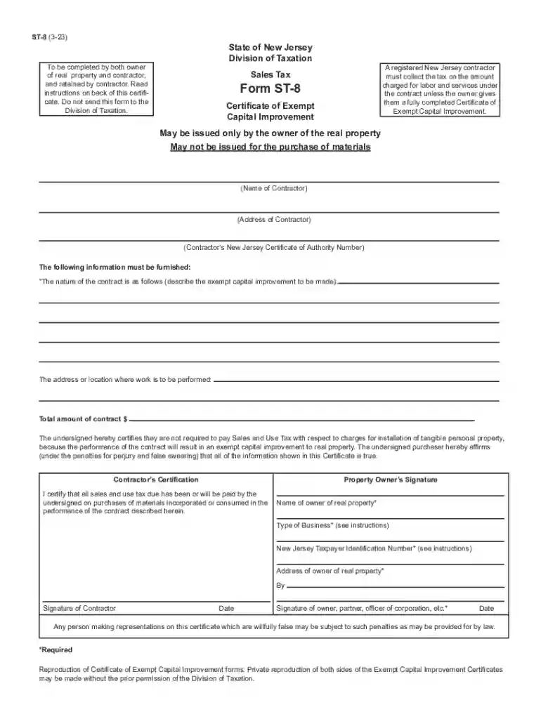 nj tax exempt form Preview on Page 1