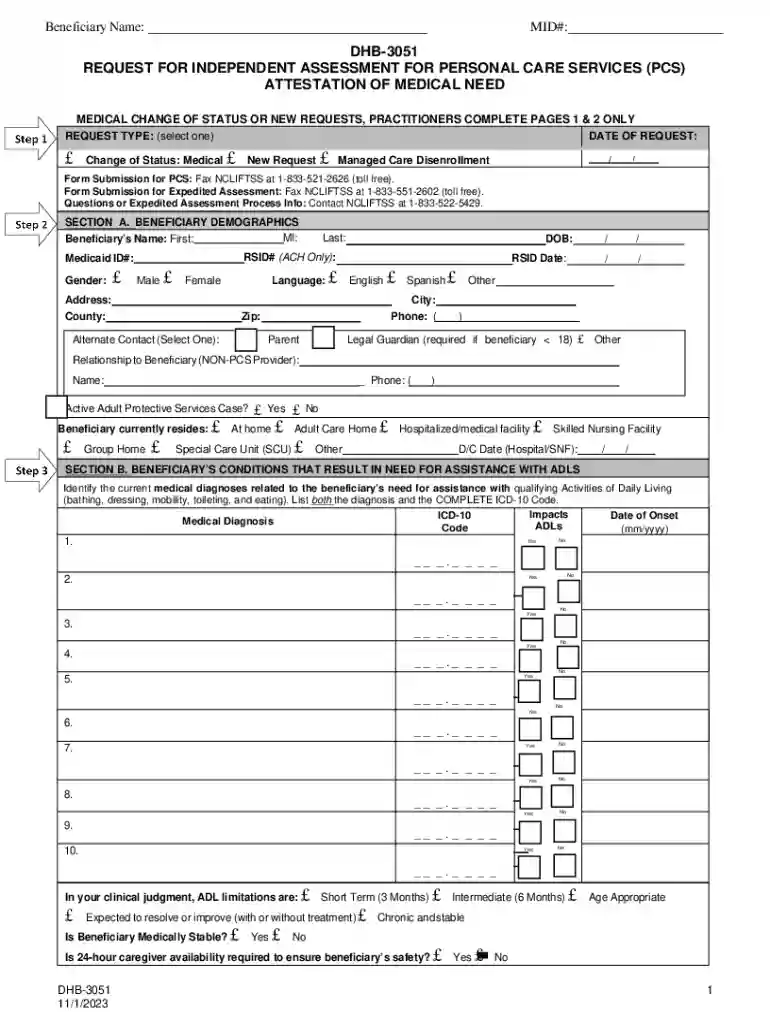 Dhb 3051 Form - Fill Out and Sign Printable PDF Template Preview on Page 1