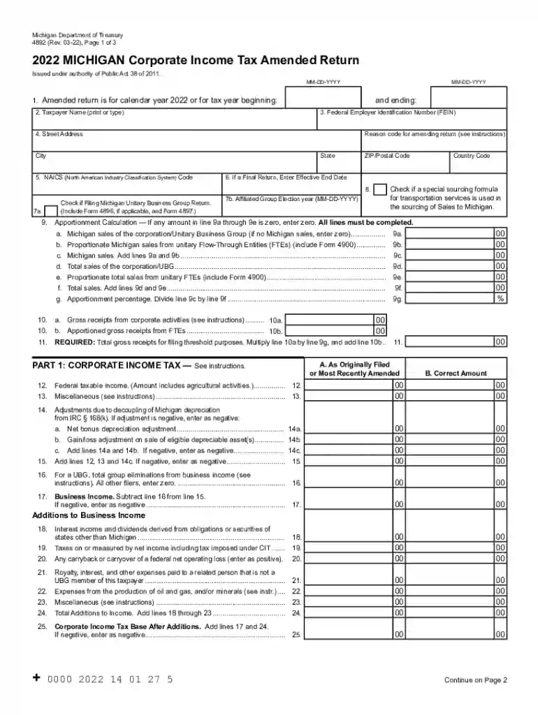 2022 michigan form Preview on Page 1