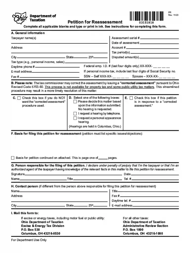 petition for reassessment ohio Preview on Page 1