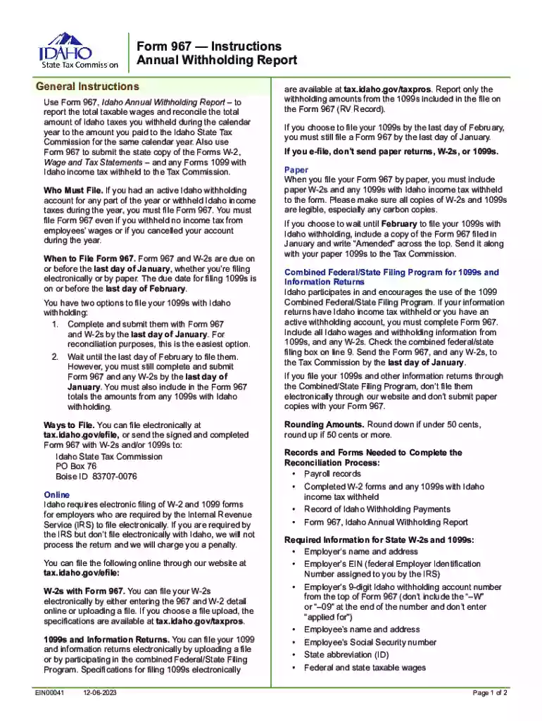 Idaho form 967: Fill out and sign online Preview on Page 1