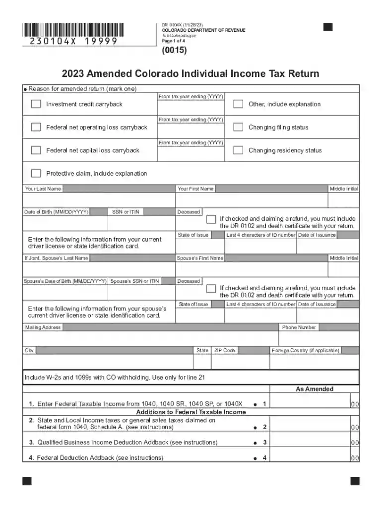 colorado form 104x Preview on Page 1