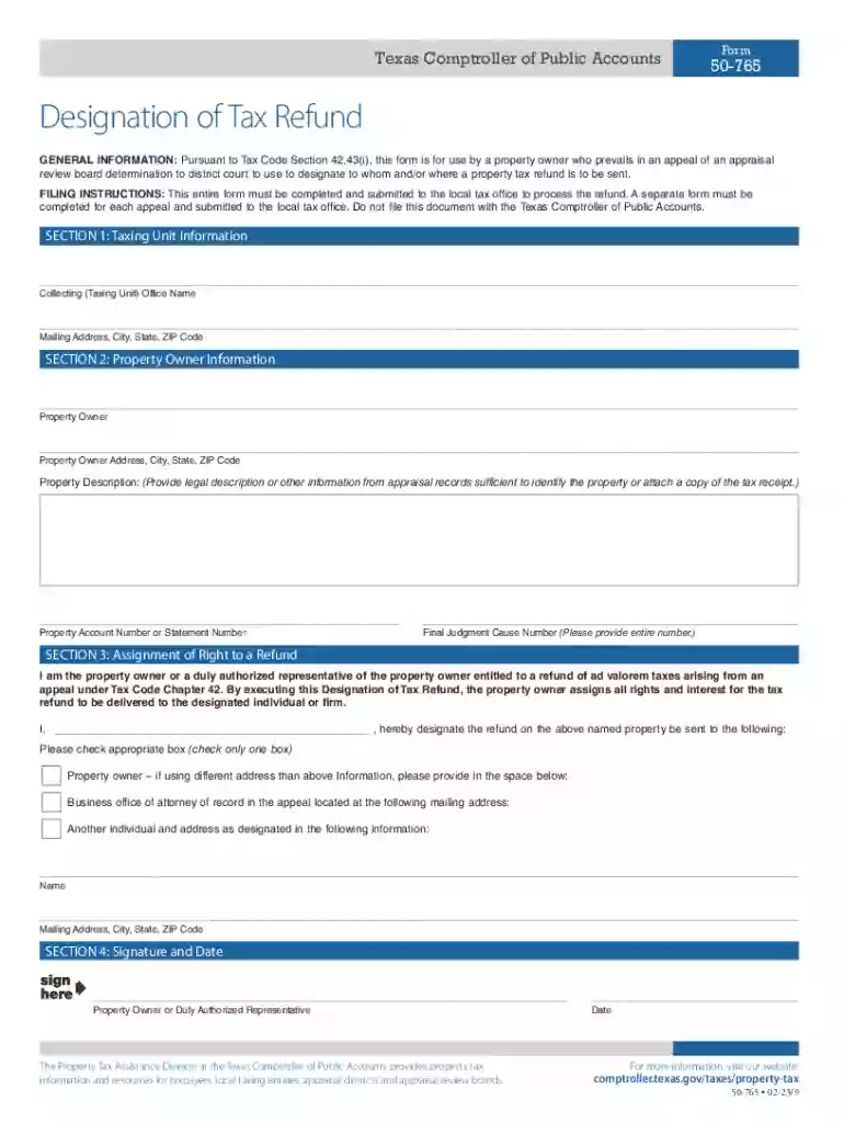 50-765 Designation of Tax Refund 50-765 Designation of Tax Refund Preview on Page 1