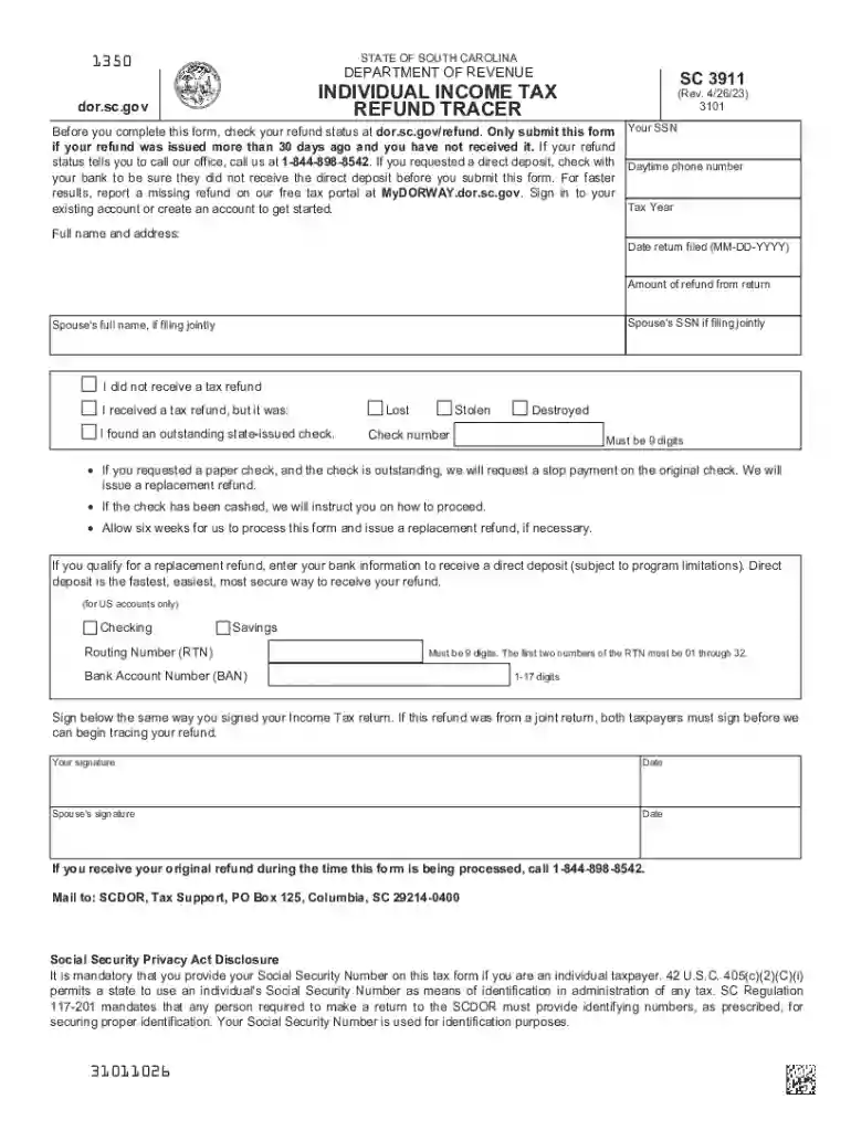 sc refund form Preview on Page 1