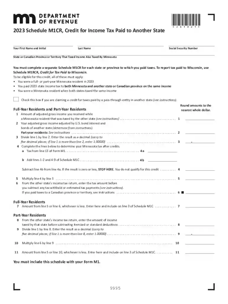 What Credit is available for Taxes Paid to Another State? Preview on Page 1