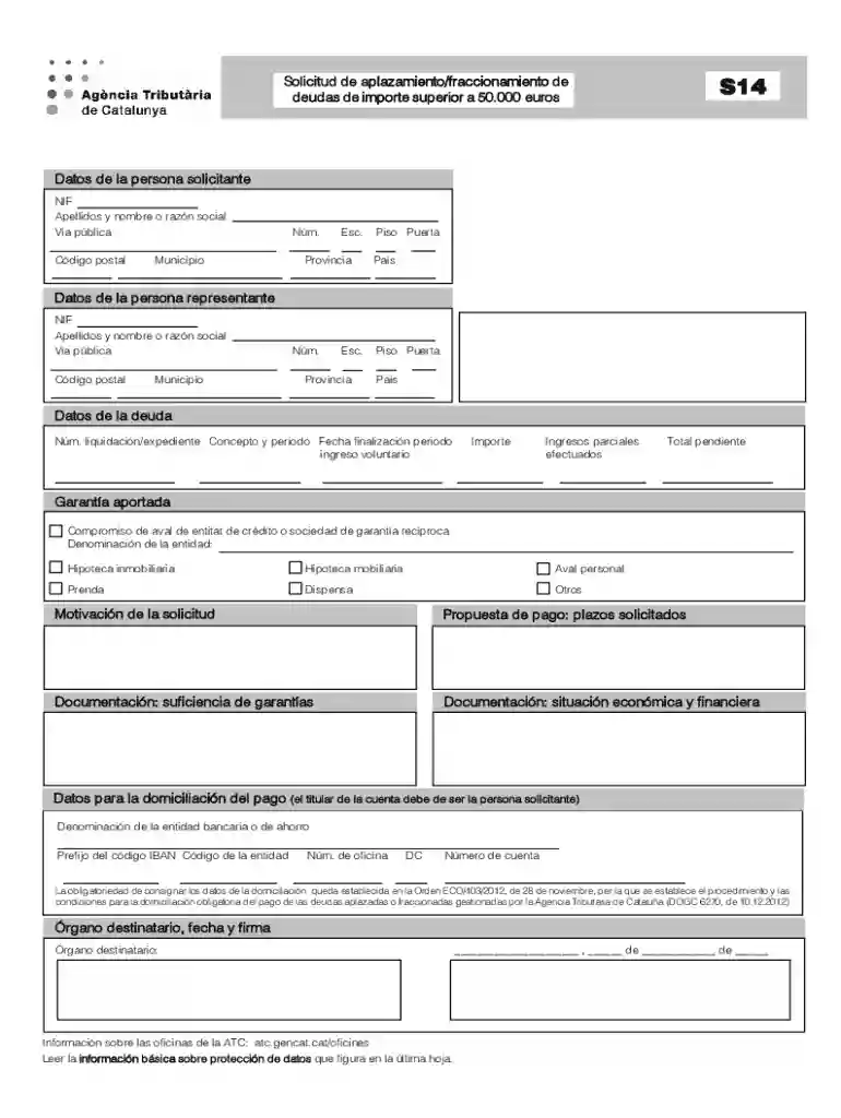 Solicitud De Aplazamiento fraccionamiento Preview on Page 1