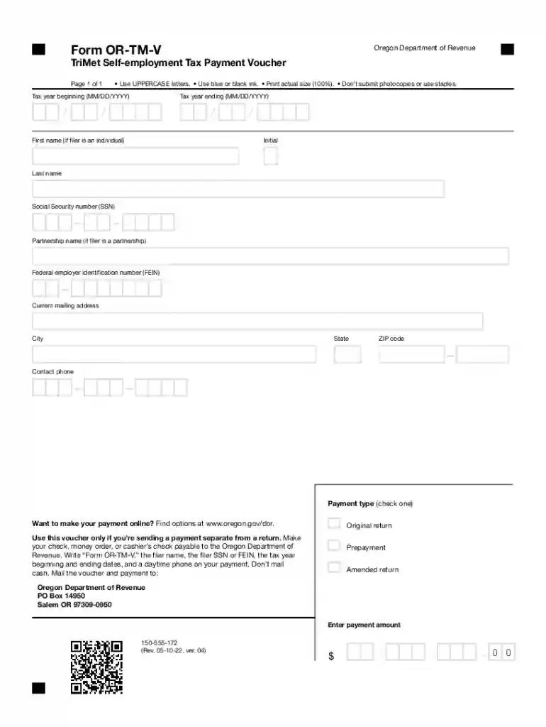 Get Form OR-TM-V, TriMet Self-Employment Tax Payment Preview on Page 1