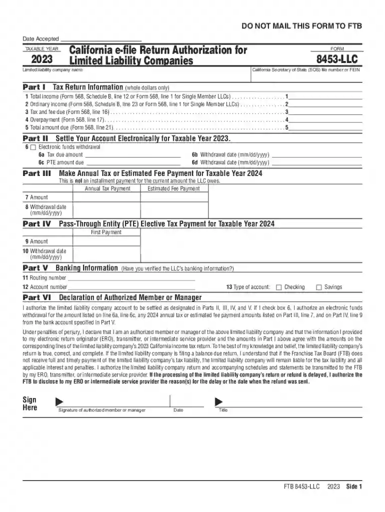 2022 Form 8453-P California e-file Return Authorization for Preview on Page 1