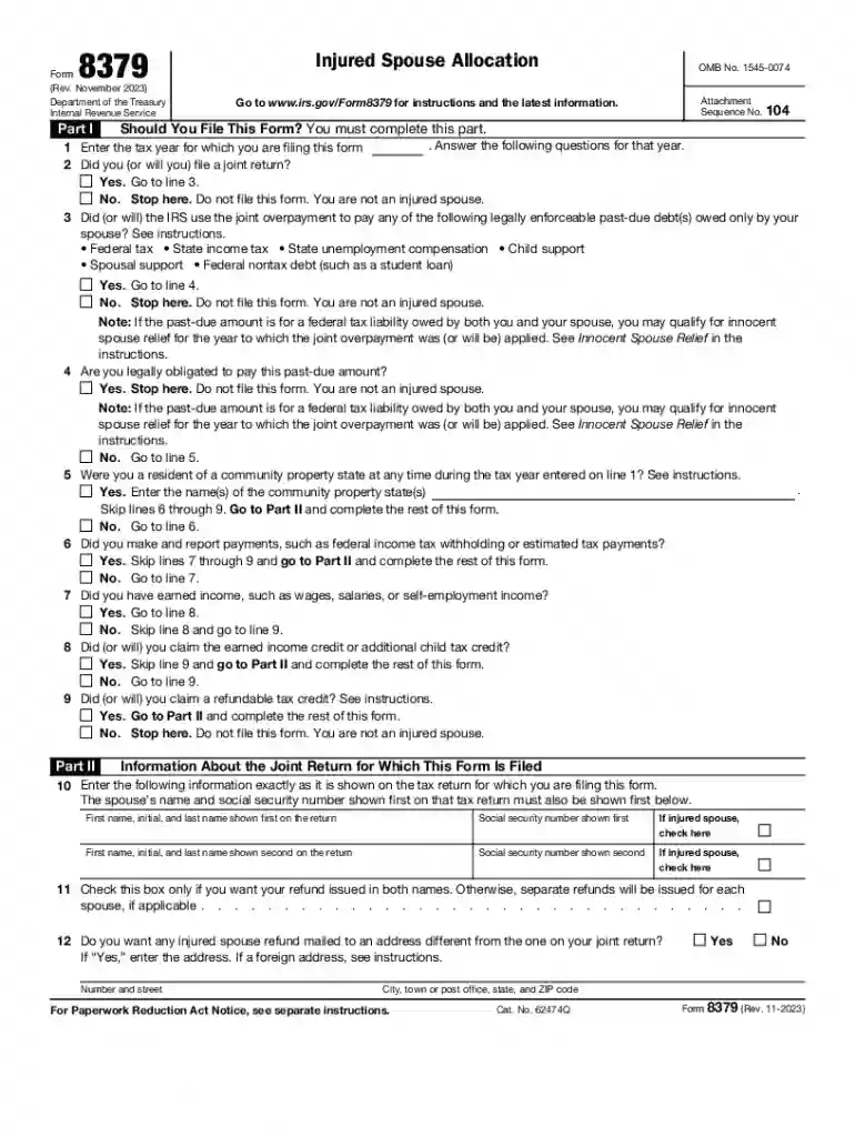 injured spouse form Preview on Page 1