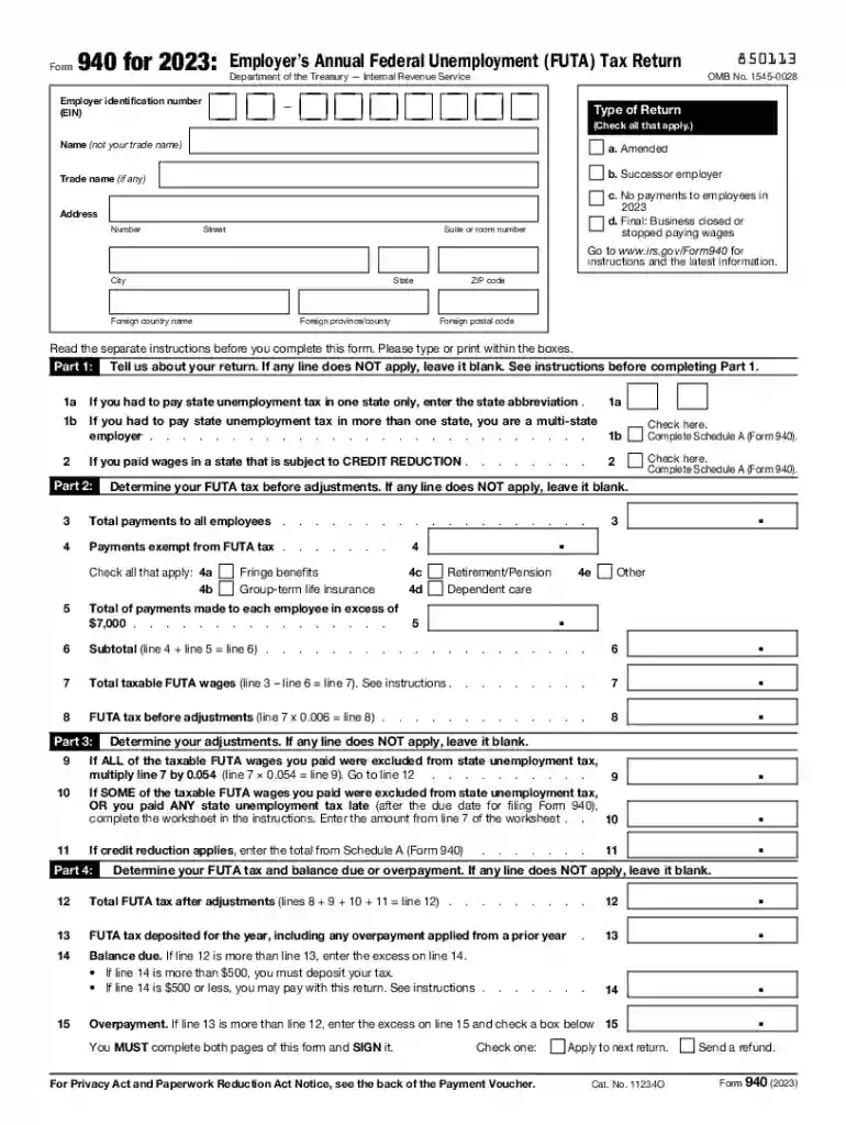 2023 form 940 fillable Preview on Page 1