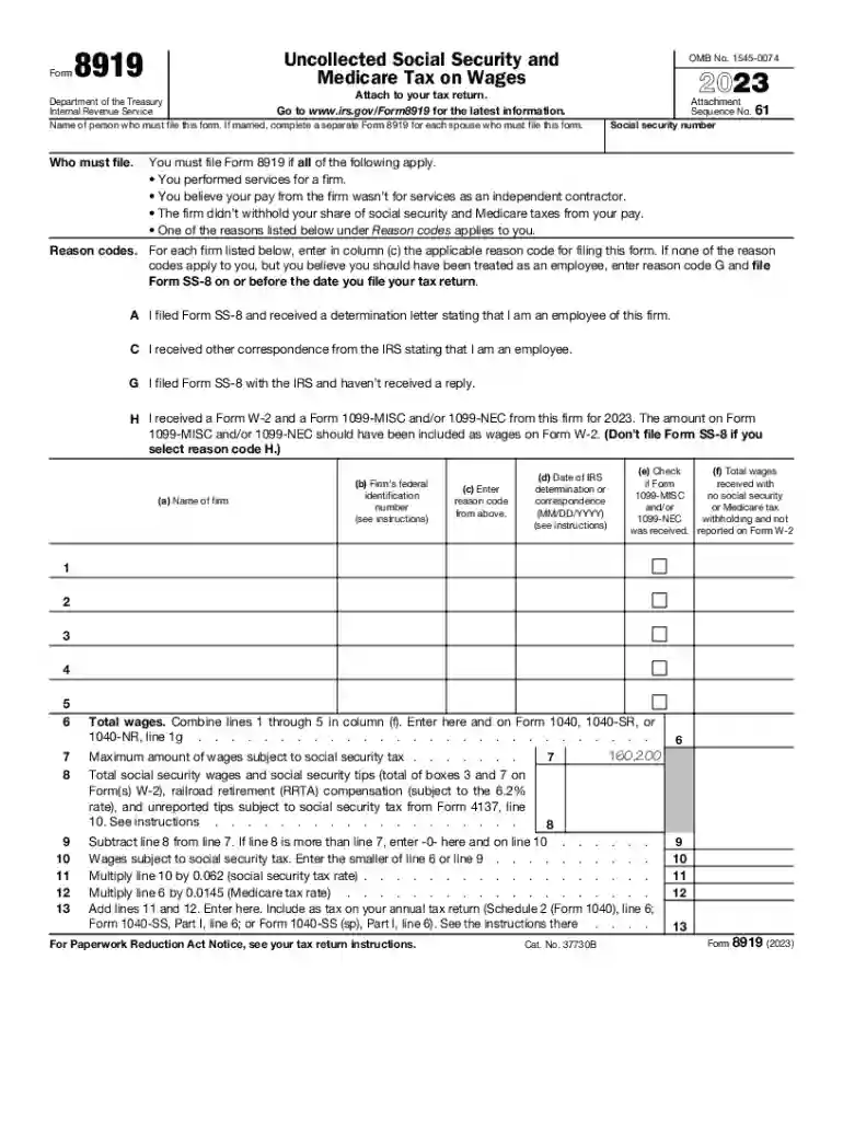 form 8919 Preview on Page 1