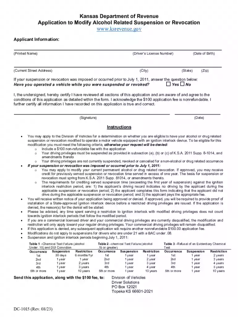 dc 1015 form Preview on Page 1