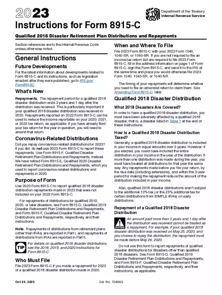 IRS Issues Revised Form 8915-F for Reporting Qualified Preview on Page 1