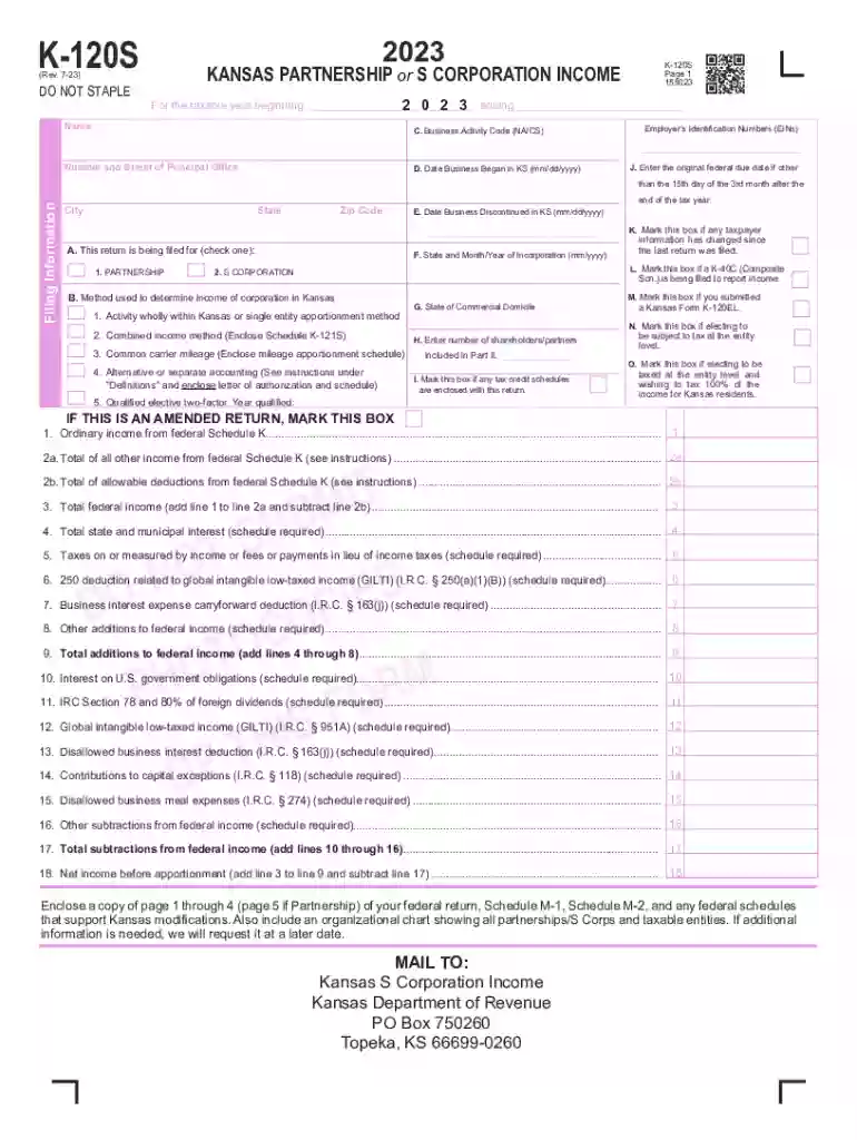 kansas k 120s instructions 2023 Preview on Page 1