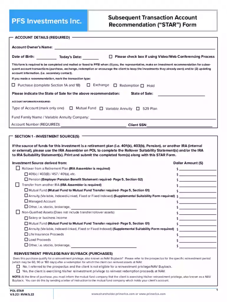 Cross Fund Family Sell Purchase Form - Primerica Shareholder Preview on Page 1