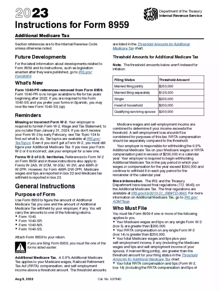 form 8959 instructions Preview on Page 1
