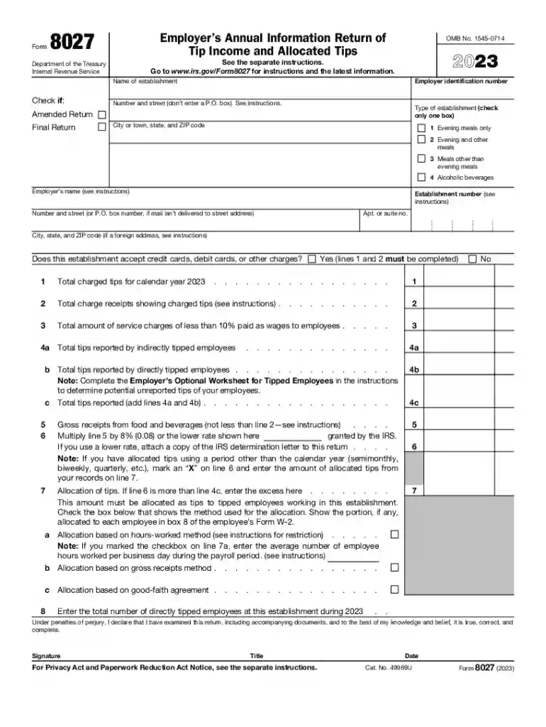 form 8027 for 2023 Preview on Page 1