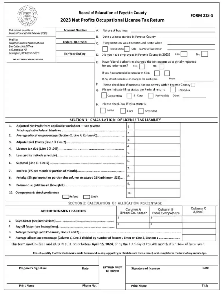 form 228 s Preview on Page 1
