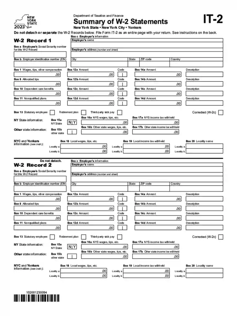 Fillable Online tax ny IT2 New York State Department of Preview on Page 1