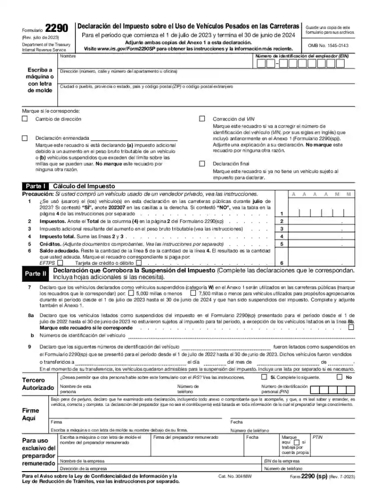 formulario 2290 pdf Preview on Page 1