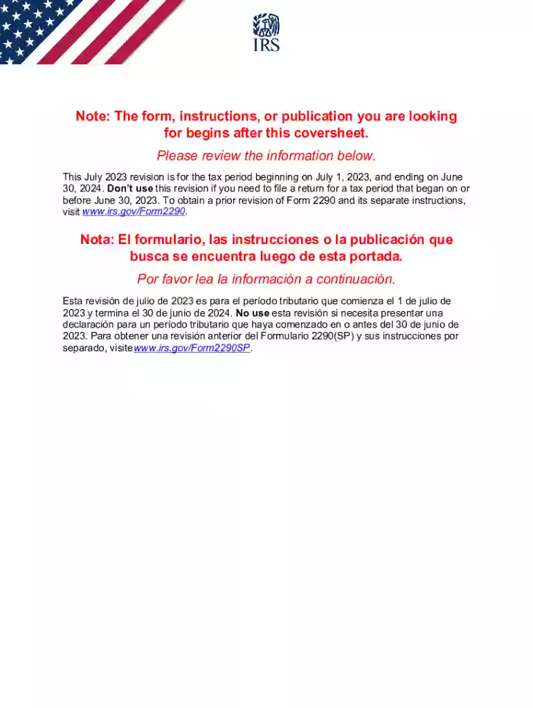 Instrucciones para el Formulario 2290(sp) (Rev Julio 2023) Instrucciones para el Formulario 2290(sp) Preview on Page 1