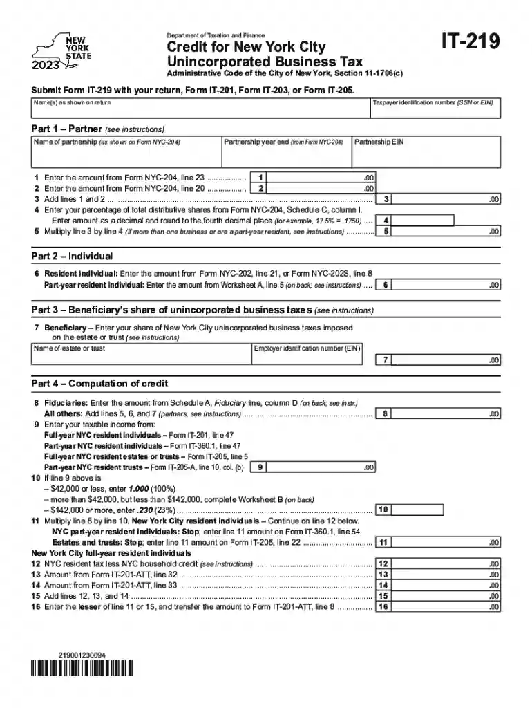 Unincorporated Business Tax - Fill Out and Sign Printable Preview on Page 1
