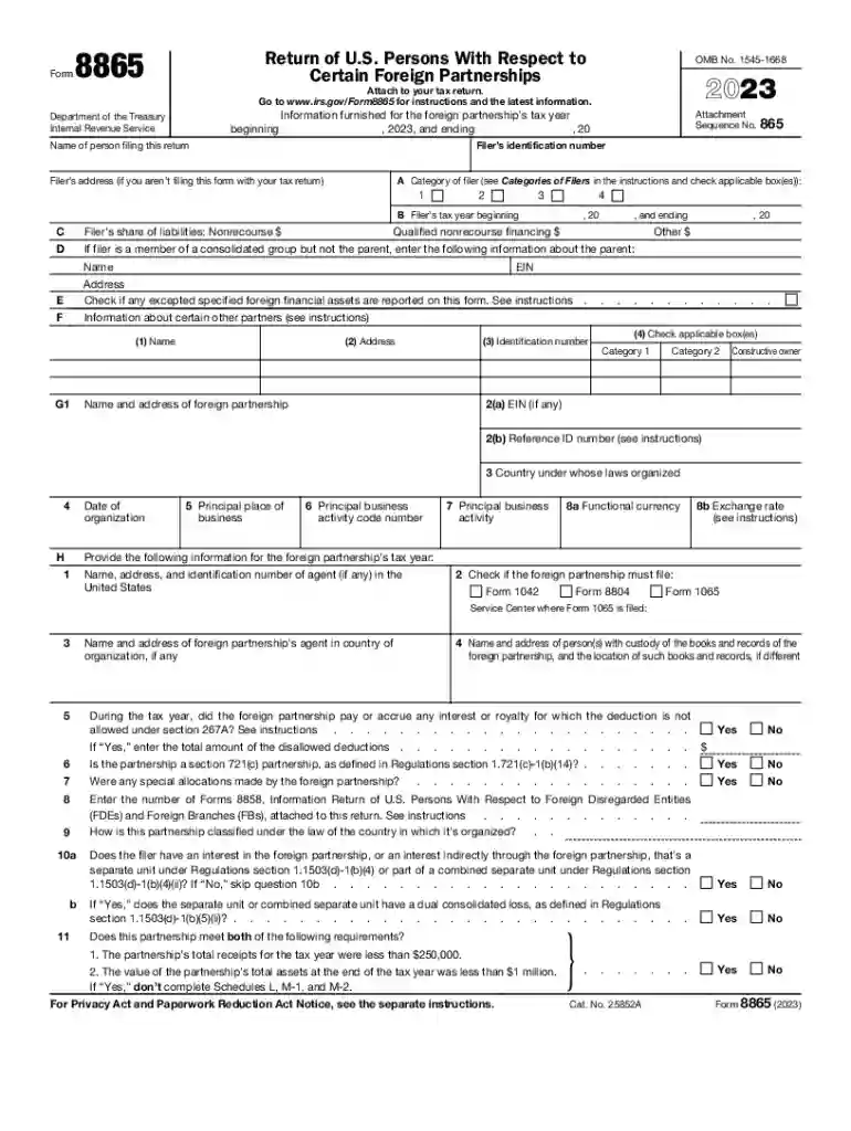 form 8865 Preview on Page 1