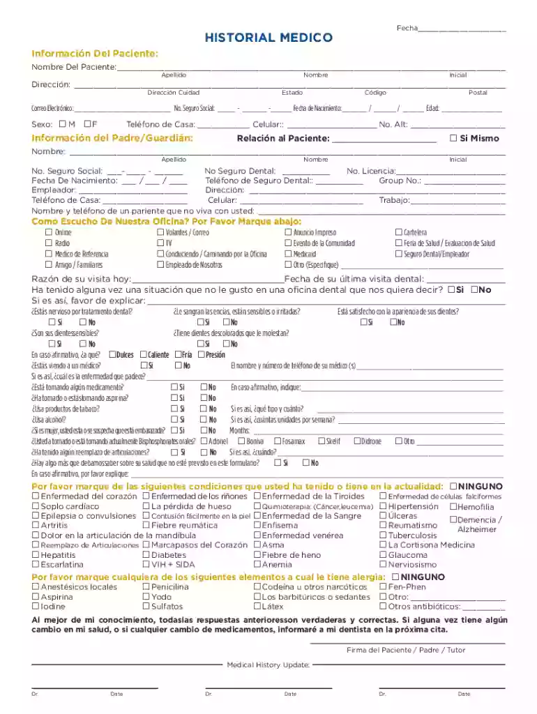 dental historial medico Preview on Page 1
