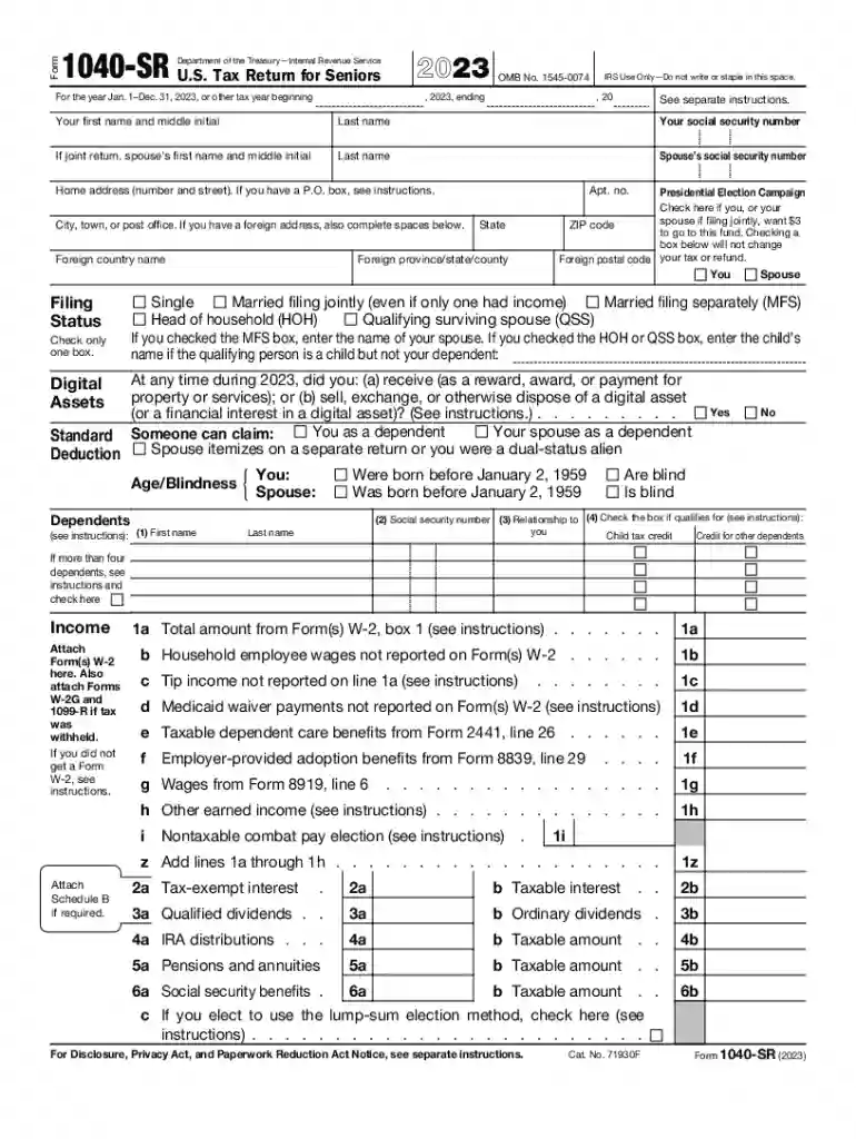 form 1040 sr Preview on Page 1