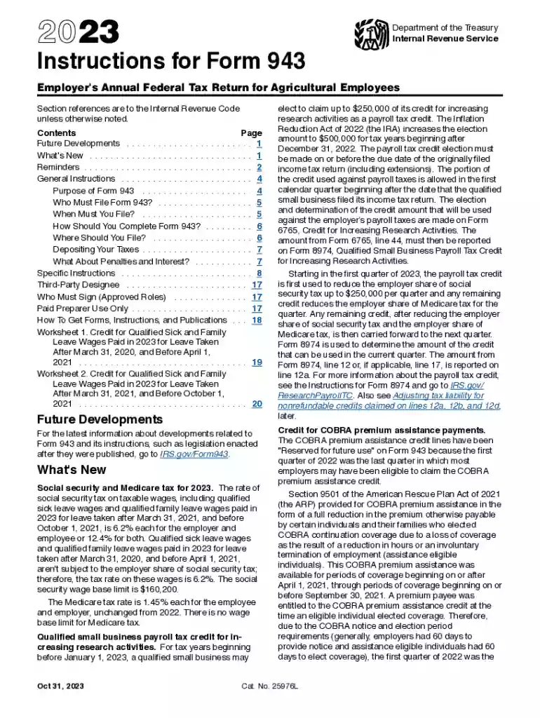 form 943 Preview on Page 1