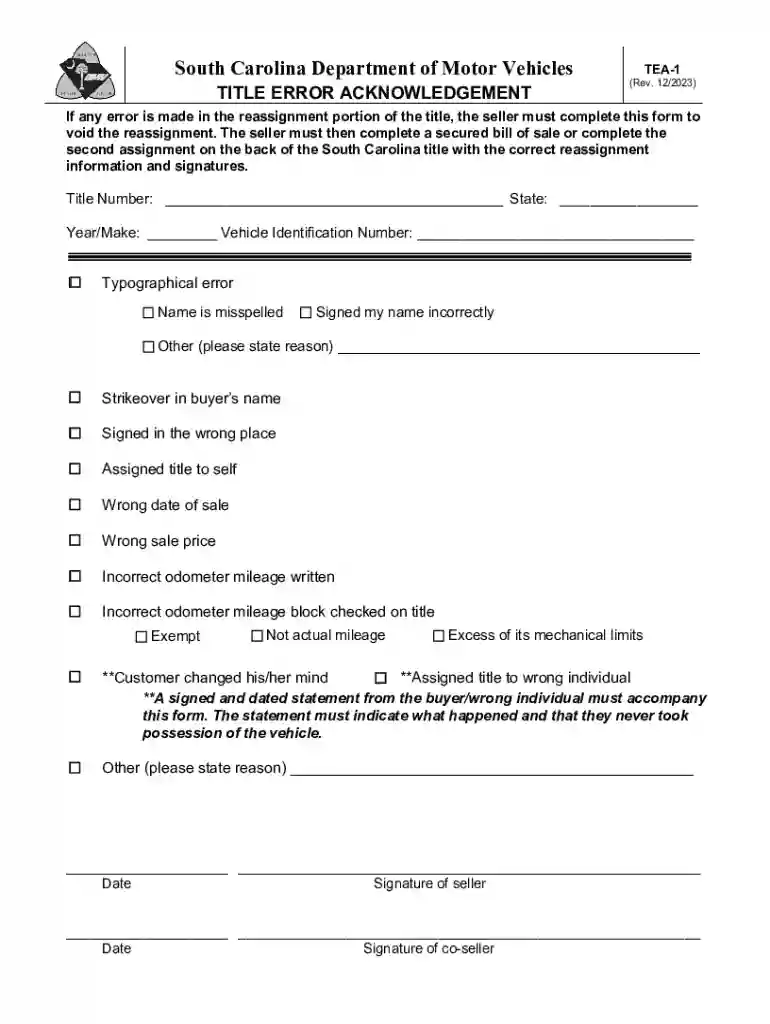 sc title reassignment form Preview on Page 1
