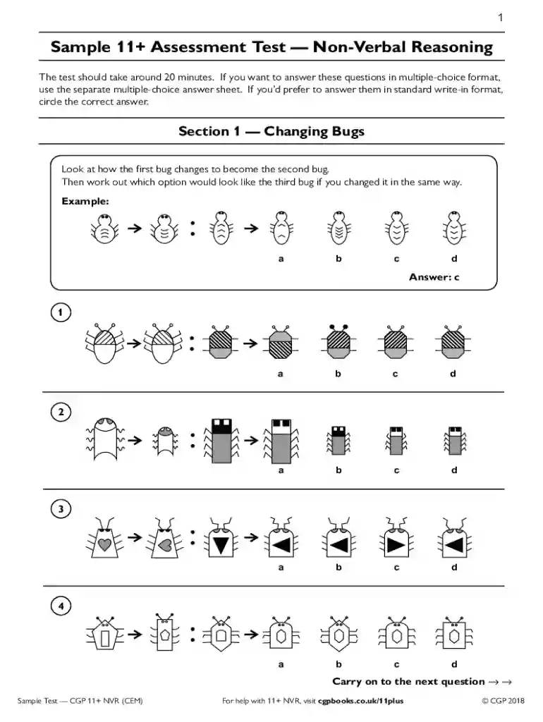 11 Plus Cem Non Verbal Reasoning Question Booklet Preview on Page 1