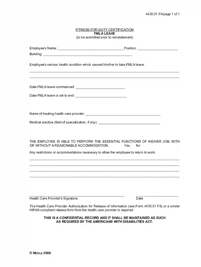 Fitness-for-Duty Certification Preview on Page 1