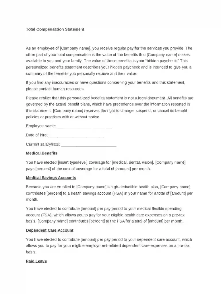 What Is a Total Compensation Statement and Its Components Preview on Page 1