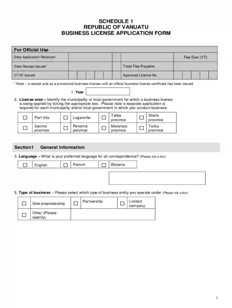 BUSINESS LICENCE APPLICATION FORM For Preview on Page 1