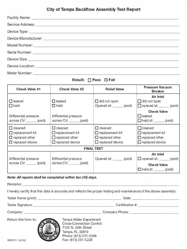 Backflow & Cross Connection Service Testing Preview on Page 1