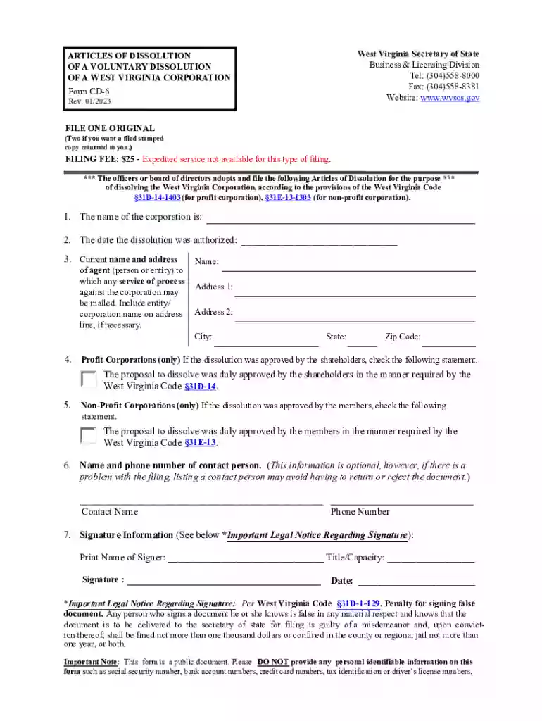Articles of Dissolution of a Voluntary - cloudfront Preview on Page 1